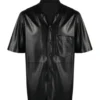Men’s Black Half-Sleeves Leather Shirt