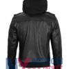 Men's Black Hooded Leather Bomber Jacket