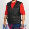 Men’s Black Leather Workwear Safari Vest