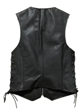 Men's Black Skeleton Leather Vest