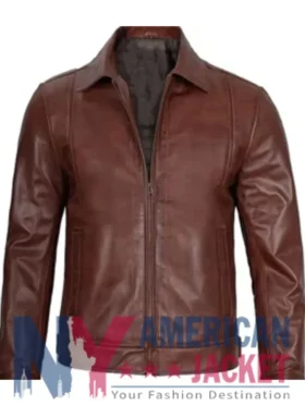 Men's Brown Cafe Racer Leather Jacket