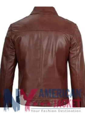 Men's Cafe Racer Brown Leather Jacket