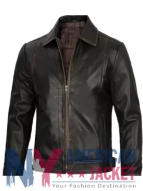 Men’s Dark Brown Cafe Racer Leather Jacket