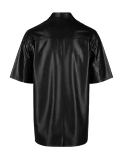 Men’s Half-Sleeves Black Leather Shirt