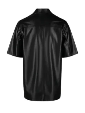 Men’s Half-Sleeves Black Leather Shirt