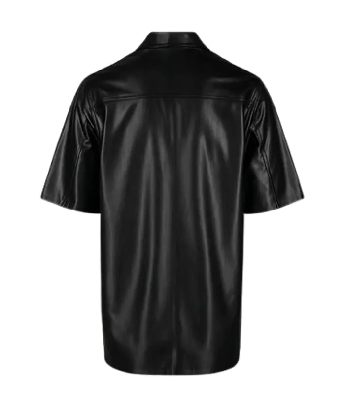Men’s Half-Sleeves Black Leather Shirt