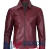 Men’s Maroon Cafe Racer Leather Jacket