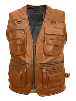 Men’s Military 10 Leather Pockets Vest