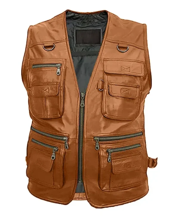 Men’s Military 10 Leather Pockets Vest