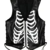 Men's Skeleton Black Leather Vest