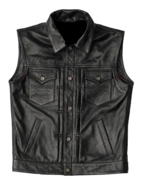 Men's Virginia Black Leather Vest