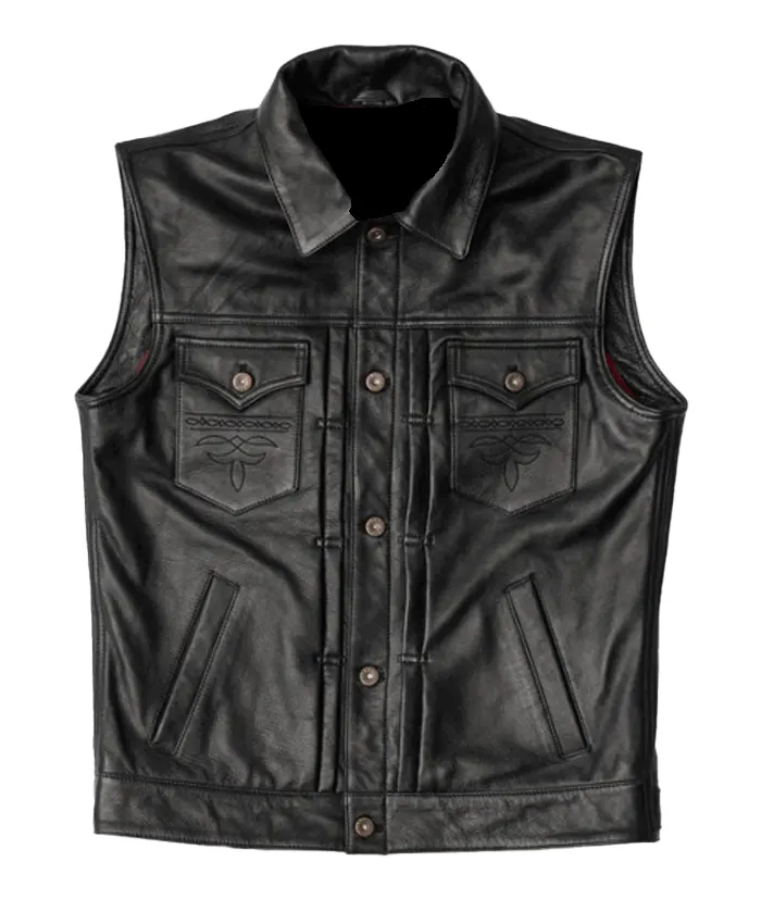 Men's Virginia Black Leather Vest