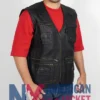 Men’s Workwear Black Leather Safari Vest