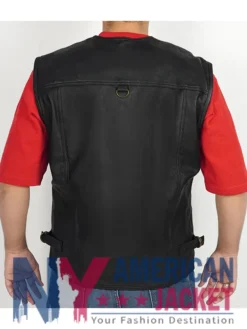Men’s Workwear Leather Black Safari Vest