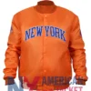 NY Knicks Orange Varsity Satin Jacket
