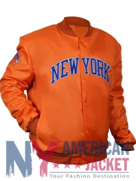 NY Knicks Satin Varsity Orange Jacket