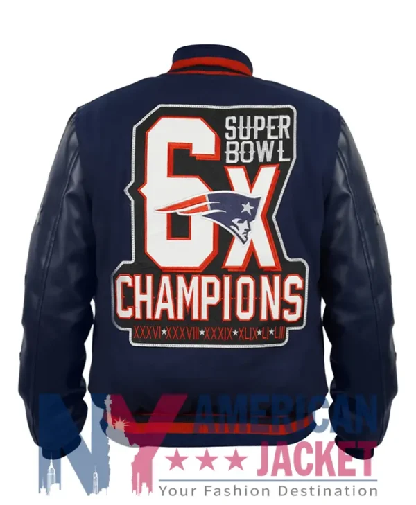 New England Patriots 6X Super Bowl Navy Champions Jacket
