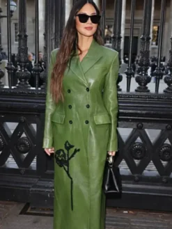 Olivia Munn Erdem Show 2025 LFW Green Long Coat