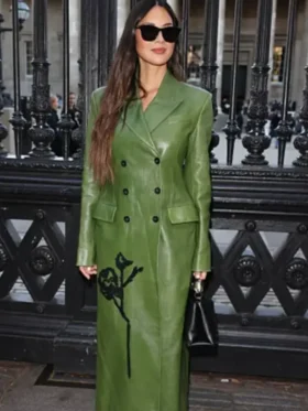 Olivia Munn Erdem Show 2025 LFW Green Long Coat