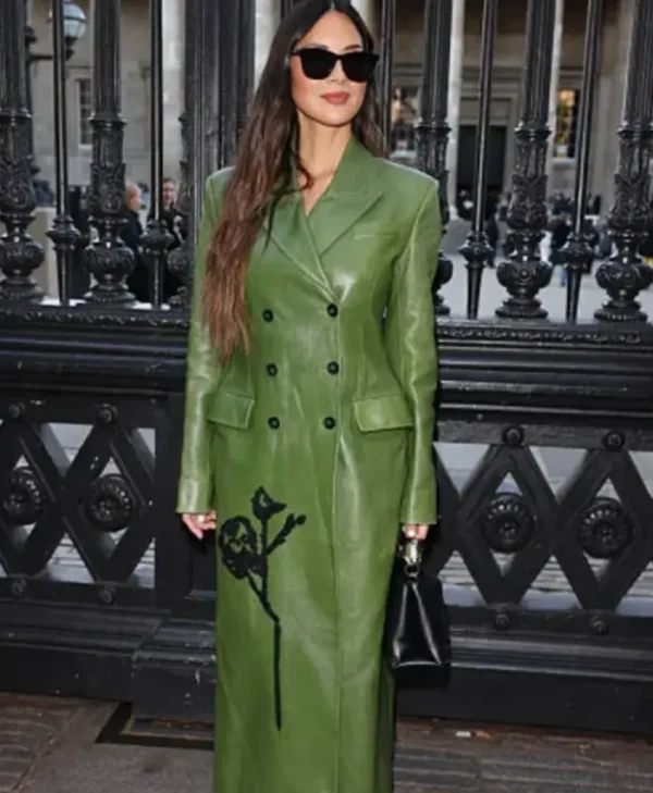 Olivia Munn Erdem Show 2025 LFW Green Long Coat