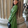 Olivia Munn Erdem Show 2025 LFW Green Long Coat For Women