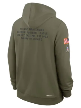 Philadelphia Eagles Olive 2025 Salute To Service Sideline Hoodie