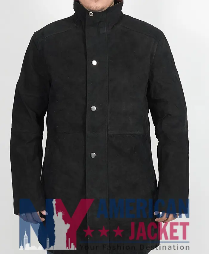 Robert Taylor Trench Longmire Leather Black Coat