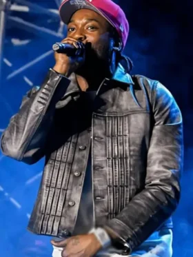 Roots Picnic 2025 Meek Mill Grey Leather Jacket