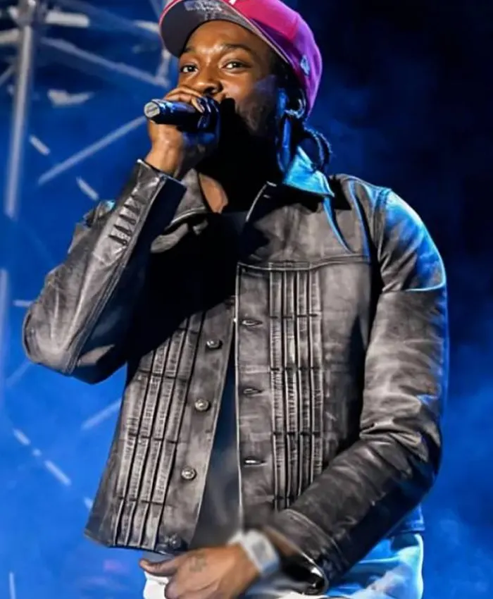 Roots Picnic 2025 Meek Mill Grey Leather Jacket
