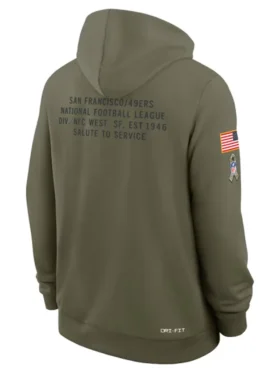 San Francisco 49ers Olive 2025 Salute To Service Sideline Hoodie