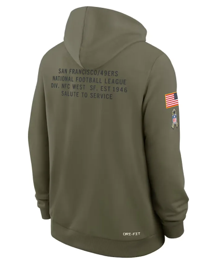 San Francisco 49ers Olive 2025 Salute To Service Sideline Hoodie