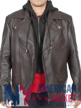 Scott Motorcycle Wilsons Brown Hooded Leather Jacket