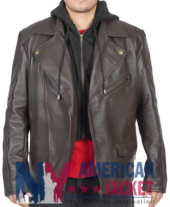 Scott Motorcycle Wilsons Brown Hooded Leather Jacket