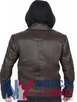 Scott Wilsons Motorcycle Brown Hooded Leather Jacket