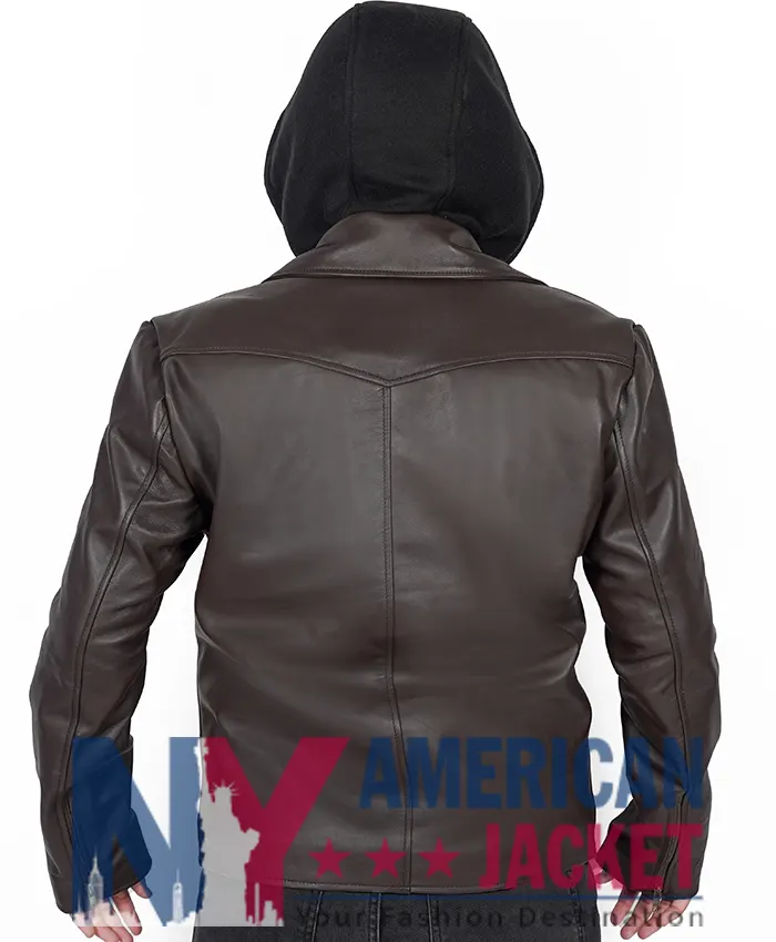 Scott Wilsons Motorcycle Brown Hooded Leather Jacket
