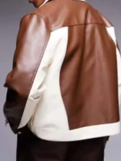 Sistas Leather S09 White And Brown Jacket