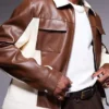Sistas S09 Leather White And Brown Jacket