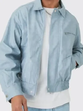 The Inheritance S01 Ice Blue Bomber Leather Jacket
