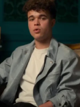 The Inheritance S01 Ice Blue Leather Bomber Jacket