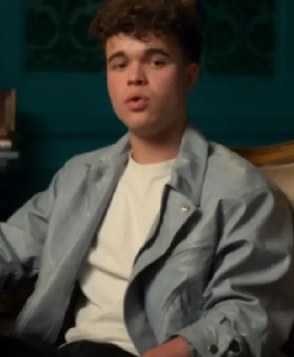 The Inheritance S01 Ice Blue Leather Bomber Jacket