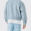 The Inheritance S01 Ice Leather Blue Bomber Jacket