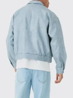 The Inheritance S01 Ice Leather Blue Bomber Jacket