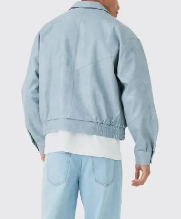 The Inheritance S01 Ice Leather Blue Bomber Jacket