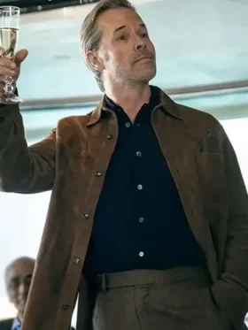 The Woman in Cabin 10 2025 Guy Pearce Suede Jacket