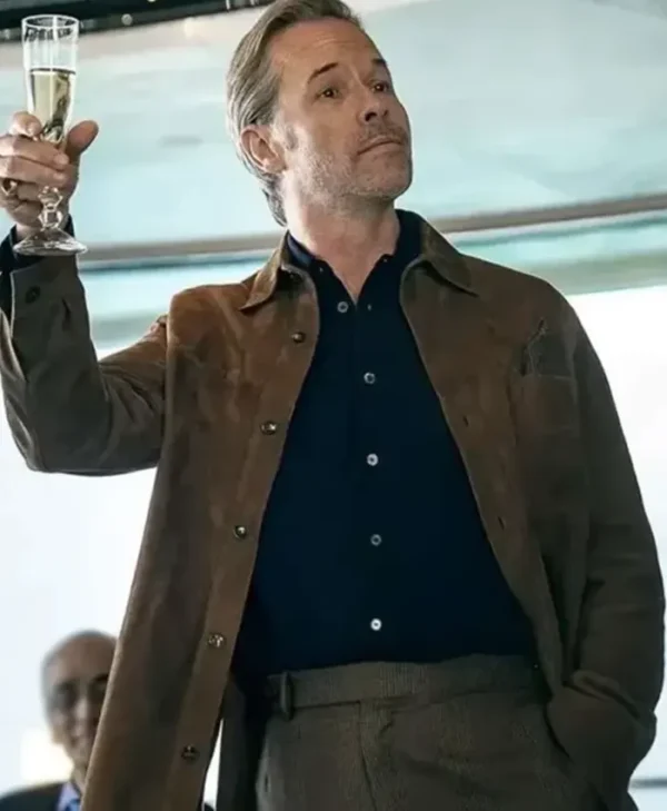 The Woman in Cabin 10 2025 Guy Pearce Suede Jacket