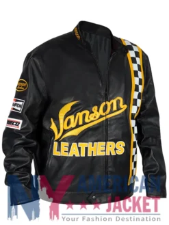 Vanson Motorcycle Black Leather Jacket