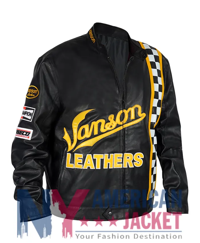 Vanson Motorcycle Black Leather Jacket