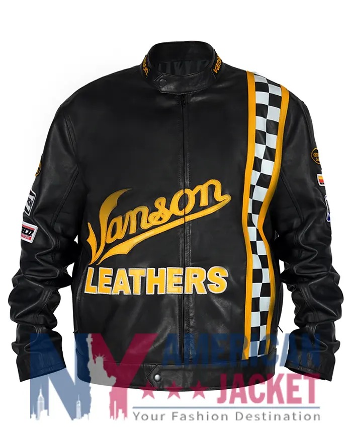 Vanson Motorcycle Leather Black Jacket
