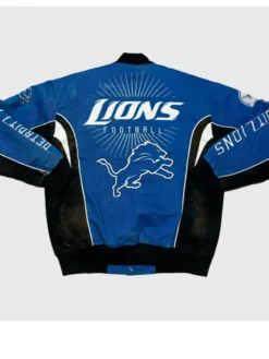 Vintage Blue Detroit Lions Racing Jacket