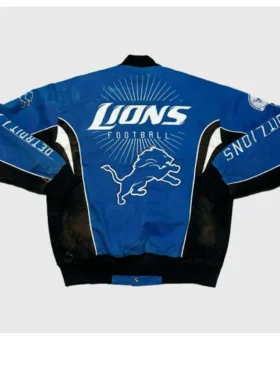 Vintage Blue Detroit Lions Racing Jacket